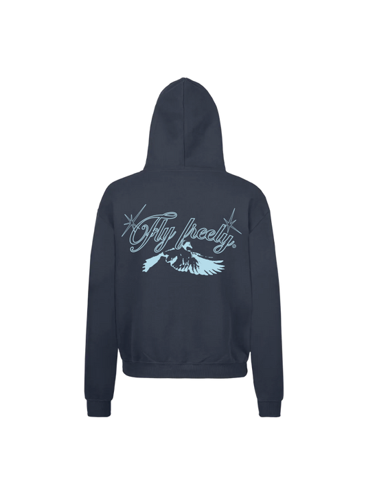 FLY FREELY DARK BLUE  HOODIE